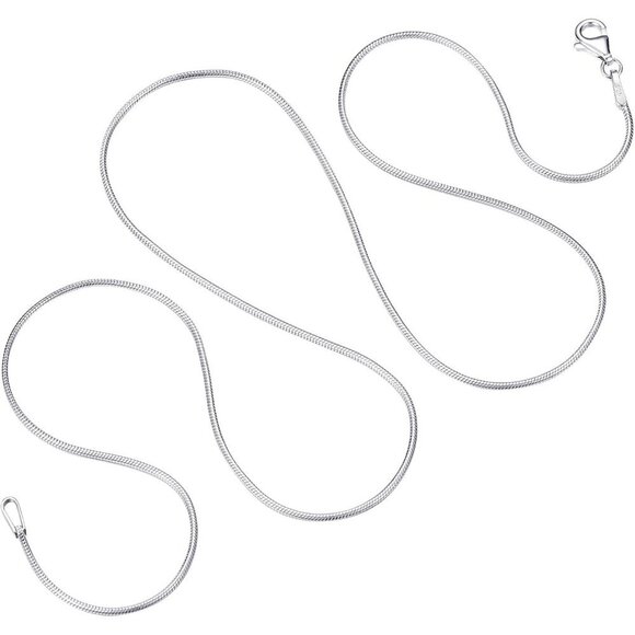 Stunning 20-Inch Rhodium Plated 925 Silver Snake Chain Necklace - Timeless Charm